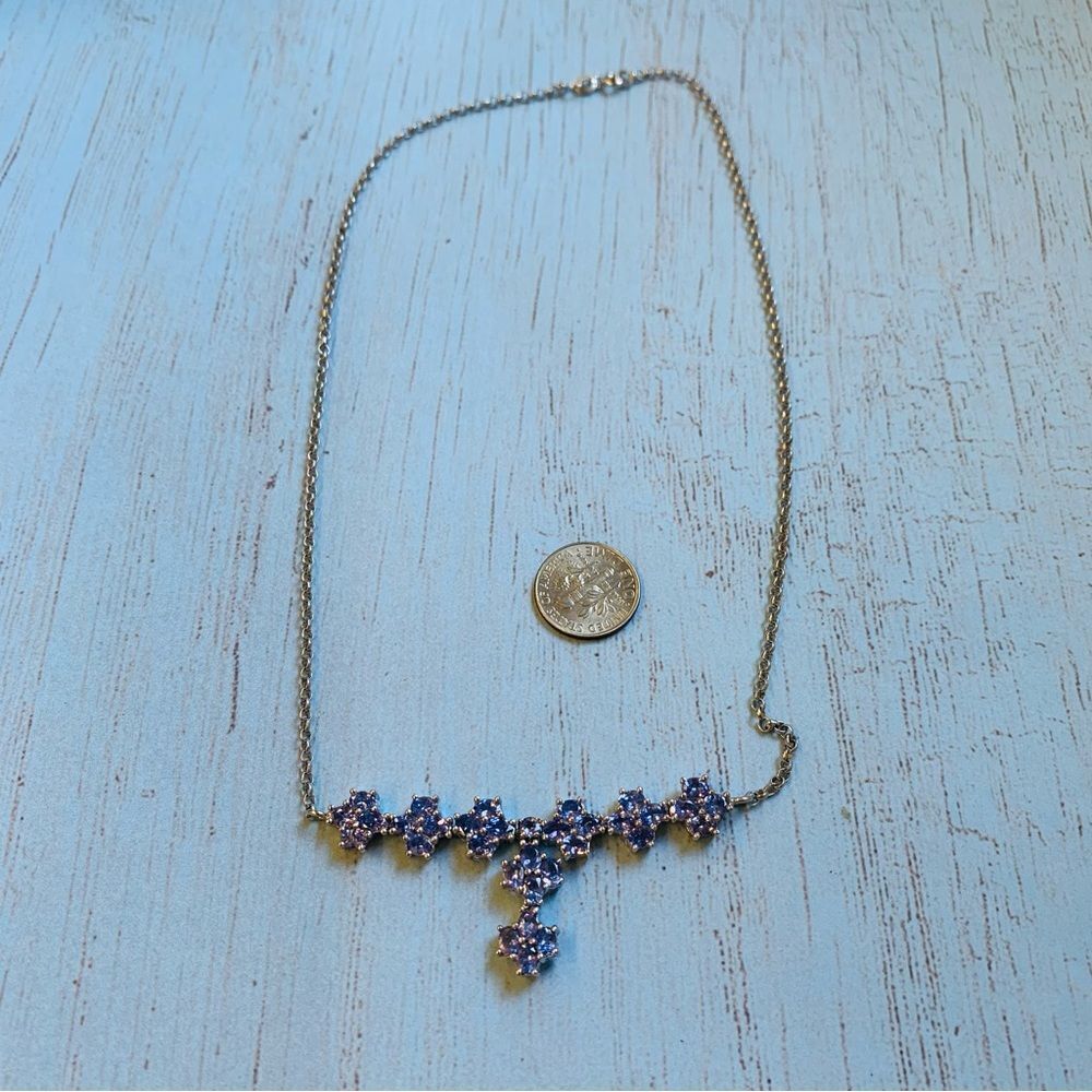 Sterling Silver Purple Glass Crystal Necklace